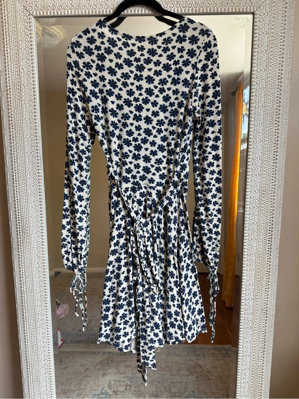 Free People Navy and White Floral Wrap Dress
